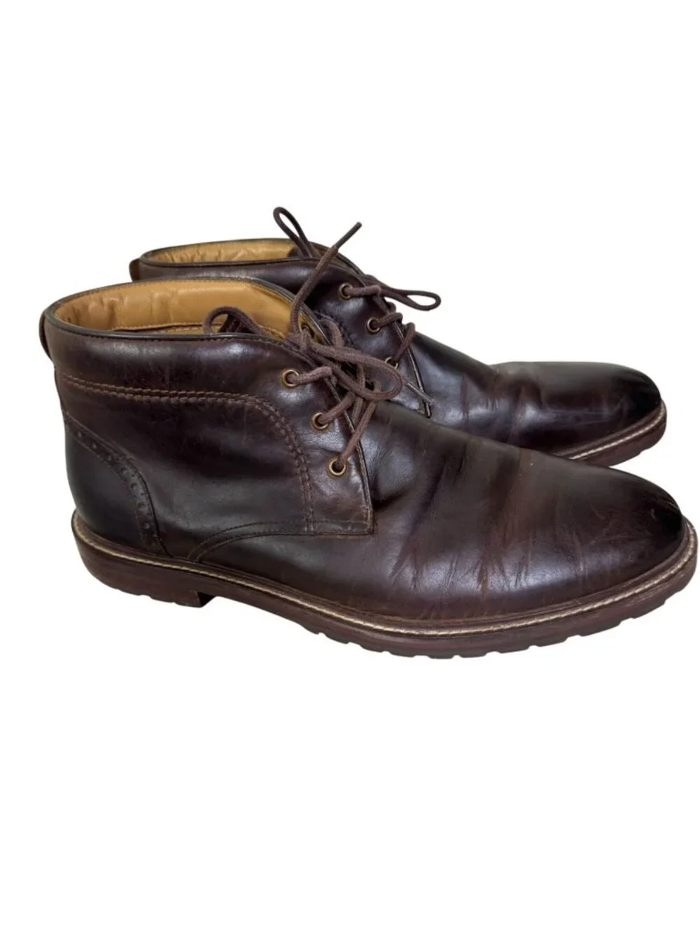 Florsheim Mens Brown Leather Chukka Boots Size 10.5 3E Wide Lace up Classic